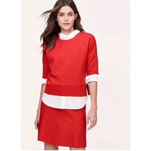 New Ann Taylor Loft Red Cotton Textured Skirt Sz 4